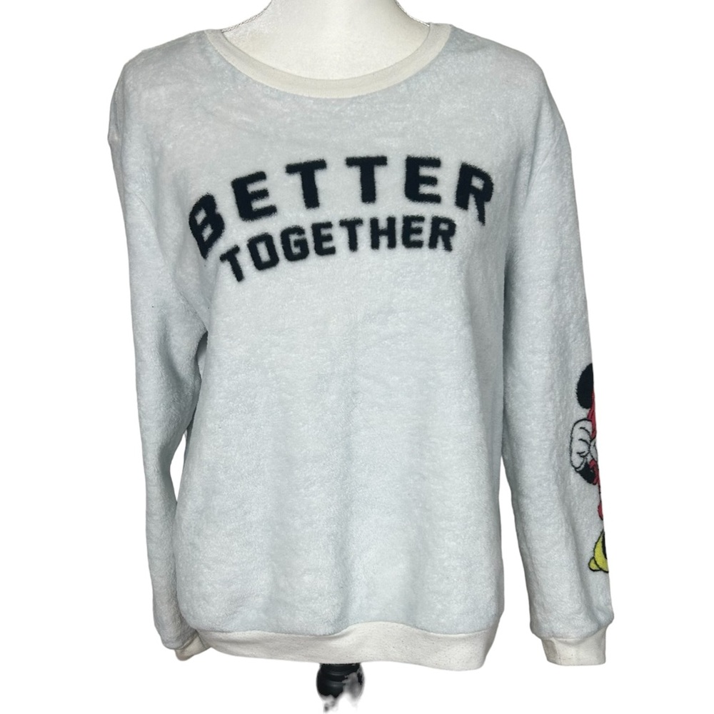 4/$25 Disney Better together Mickey Minnie white fleece sweatshirt